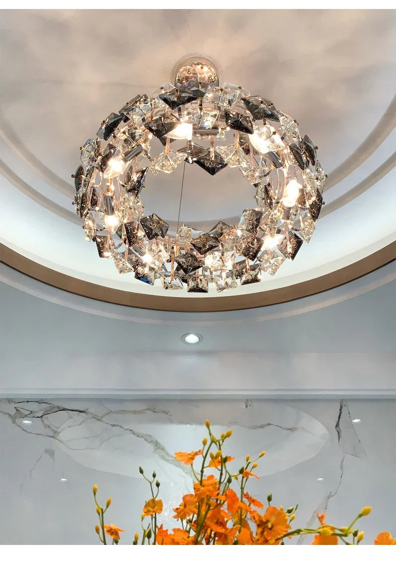 Postmodern Crystal Chandelier for Living Room  Bedroom - Elegant Three-Color Design for Home  Restaurant
