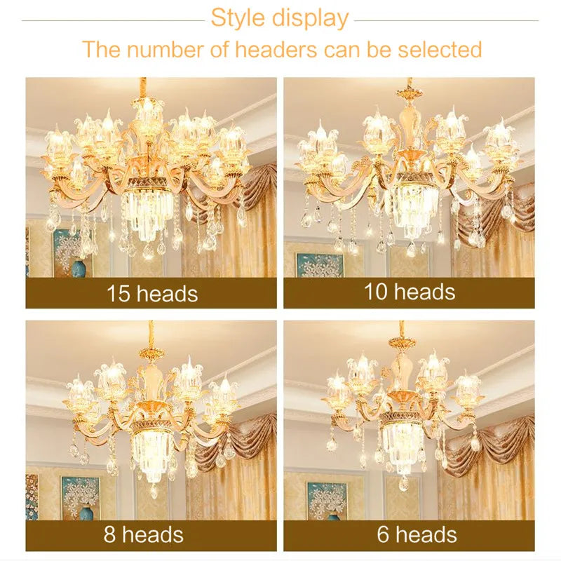 Indoor Lighting European Crystal Chandelier Atmosphere Modern Villa Duplex Building Dining Room Candle Lamp
