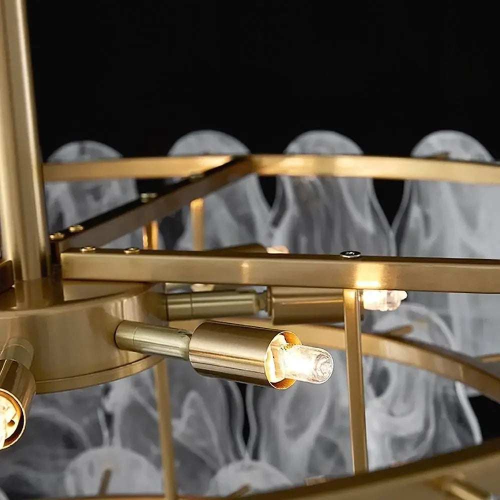 Crystal Luxury Pendant Lamp Glass Metal LED Chandeliers for Living Room and Dining Room Decoration Hanging Ceiling Light Fixture