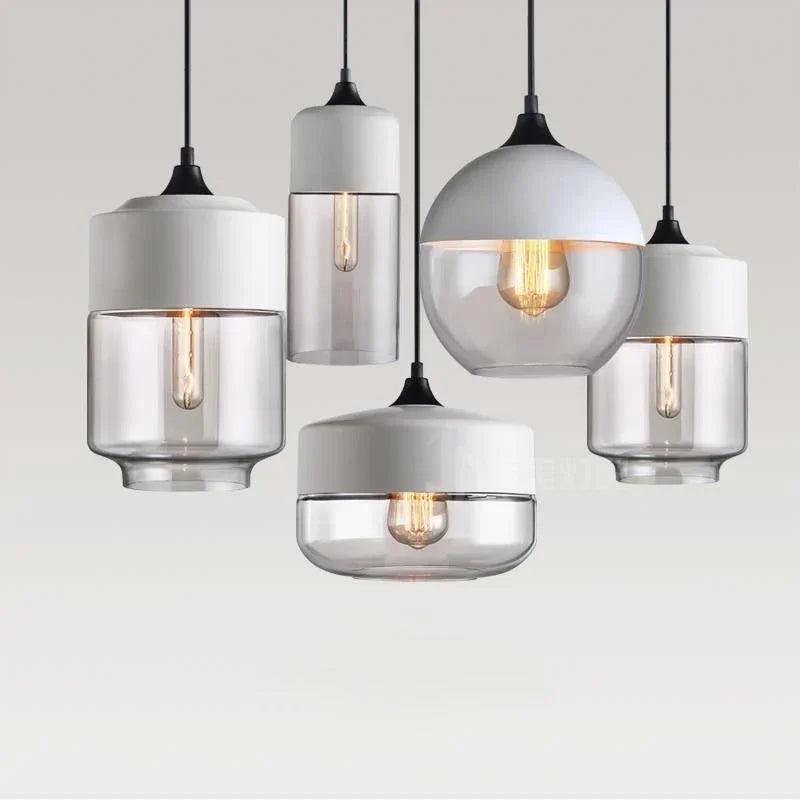 Modern LED Pendant Light Fixtures Nordic Glass Wood Chandelier for Living and Dining Room Light Bedroom Wood Color Hanging Lamp