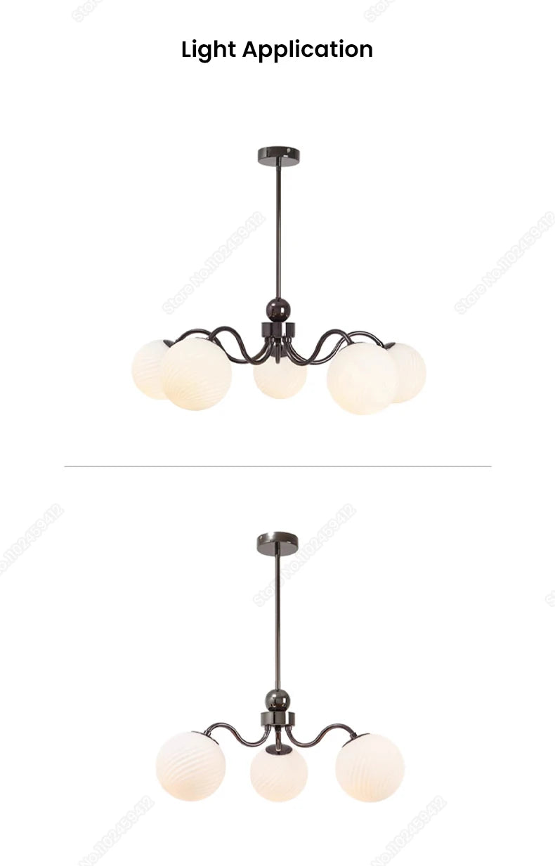 Glass Ball Chandelier for Modern Bedroom Home Decor - Elegant Hanging Light Fixture