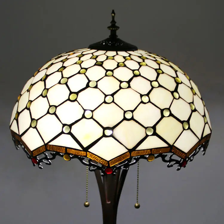 Tiffany Style LED Floor Lamp with Red Stained Glass Rose Shade  63-Inch Tall Standing Reading Light