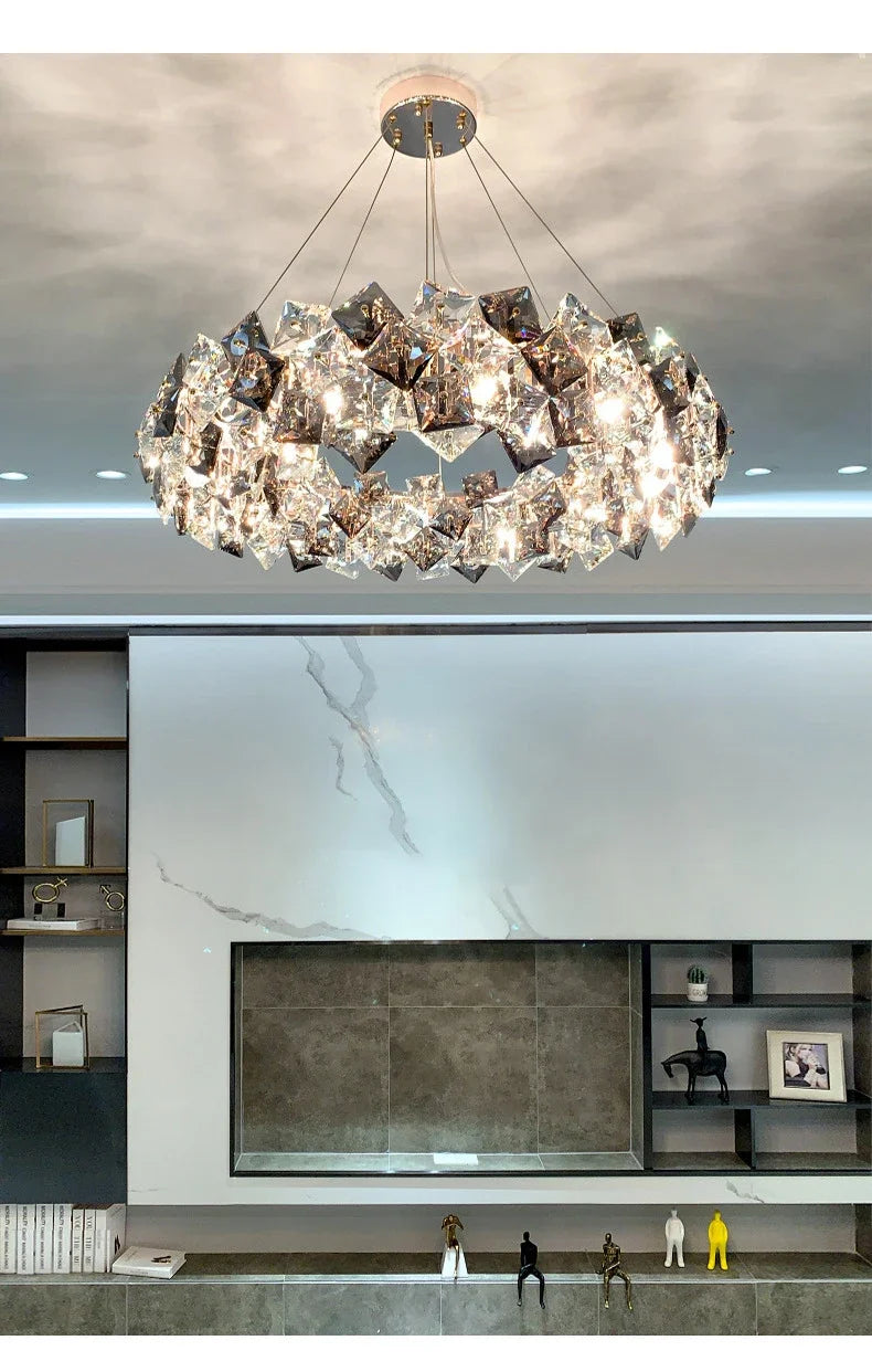 Postmodern Crystal Chandelier for Living Room  Bedroom - Elegant Three-Color Design for Home  Restaurant