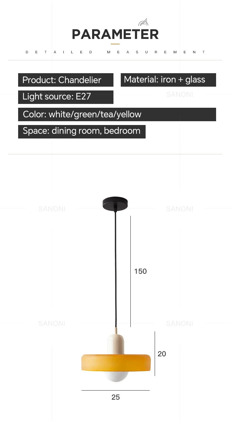 Macaron Pendant Light Chandelier For Living Dining Room Bedroom Study Room Glass Hanging Lamp Lighting Fixture Luster