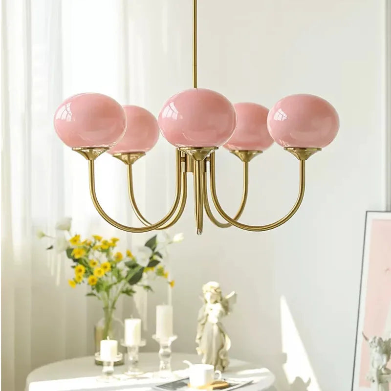 Pink Glass Balls Chandelier Elegance Design for Home and Commercial Space
