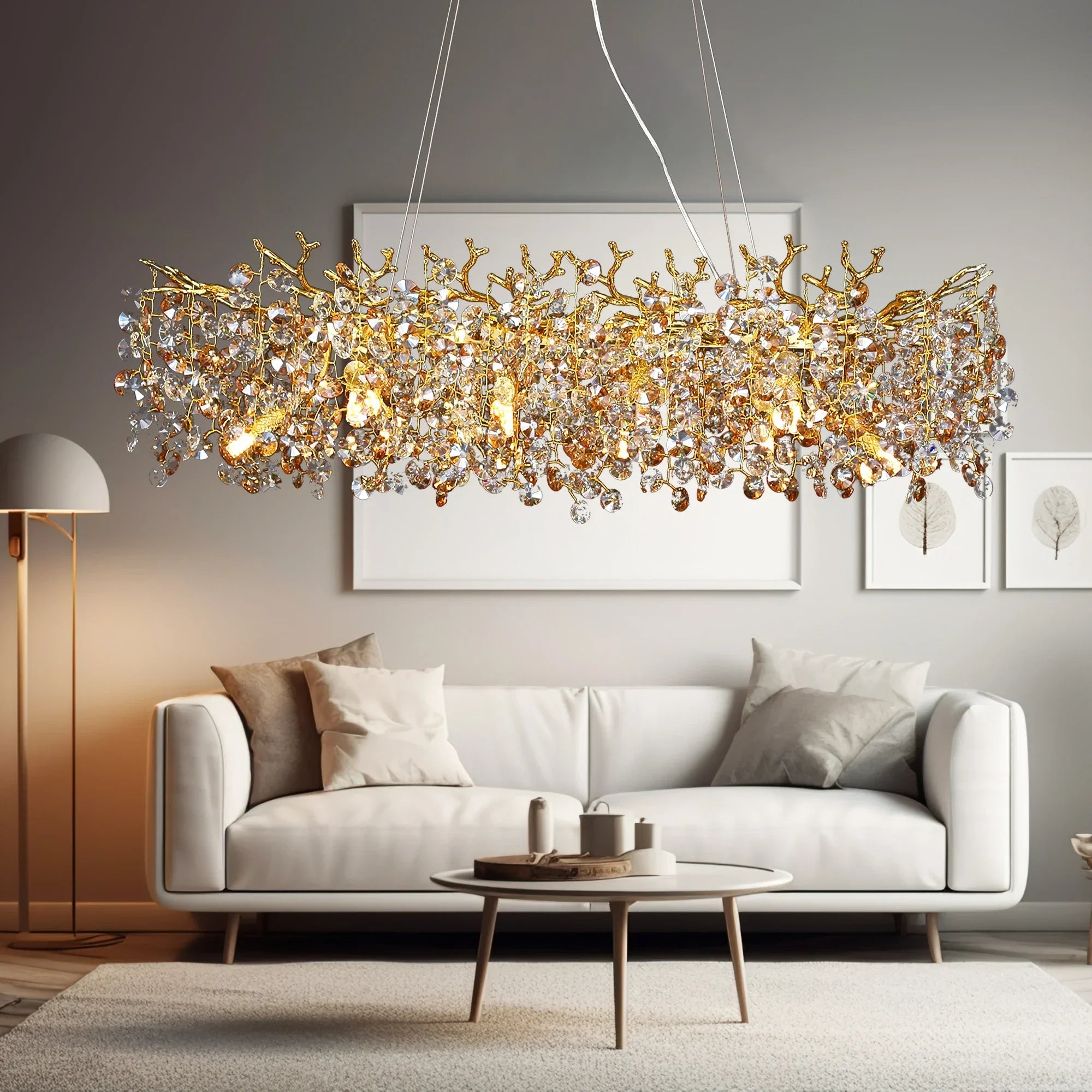 Crystal Pendant Chandelier LED Light Fixture for Dining Room  Restaurant - Elegant Sunflower Design