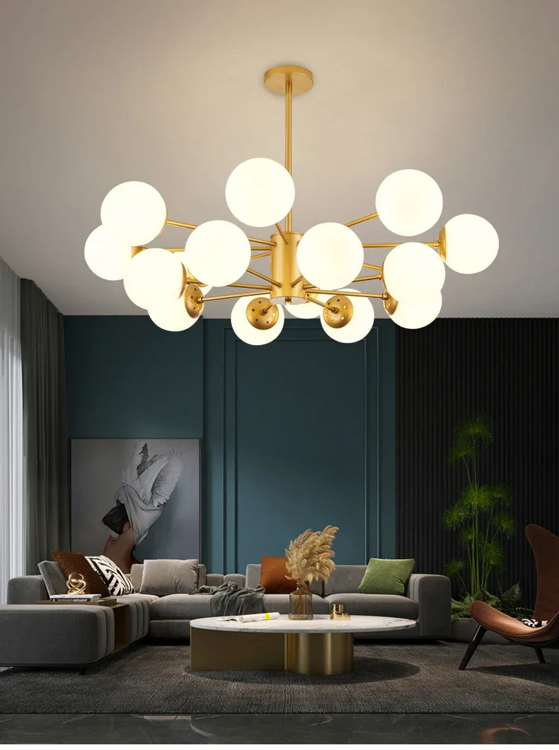 Modern Glass LED Chandelier Lighting Ceiling Chandeliers Light for Dining Living Room Bedroom Kitchen Indoor Lustre Fixture Lamp