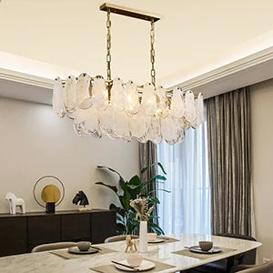Crystal Luxury Pendant Lamp Glass Metal LED Chandeliers for Living Room and Dining Room Decoration Hanging Ceiling Light Fixture