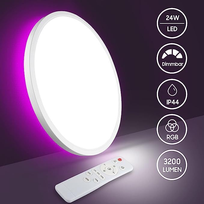 LED Bedroom Golden Ceiling Light 24W Embedded RGB Backlight Flat Round Light
