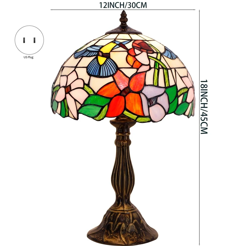 Tiffany Style Stained Glass Bird Table Lamp  Elegant LED Bedside Lighting for Home Restaurant  Bar