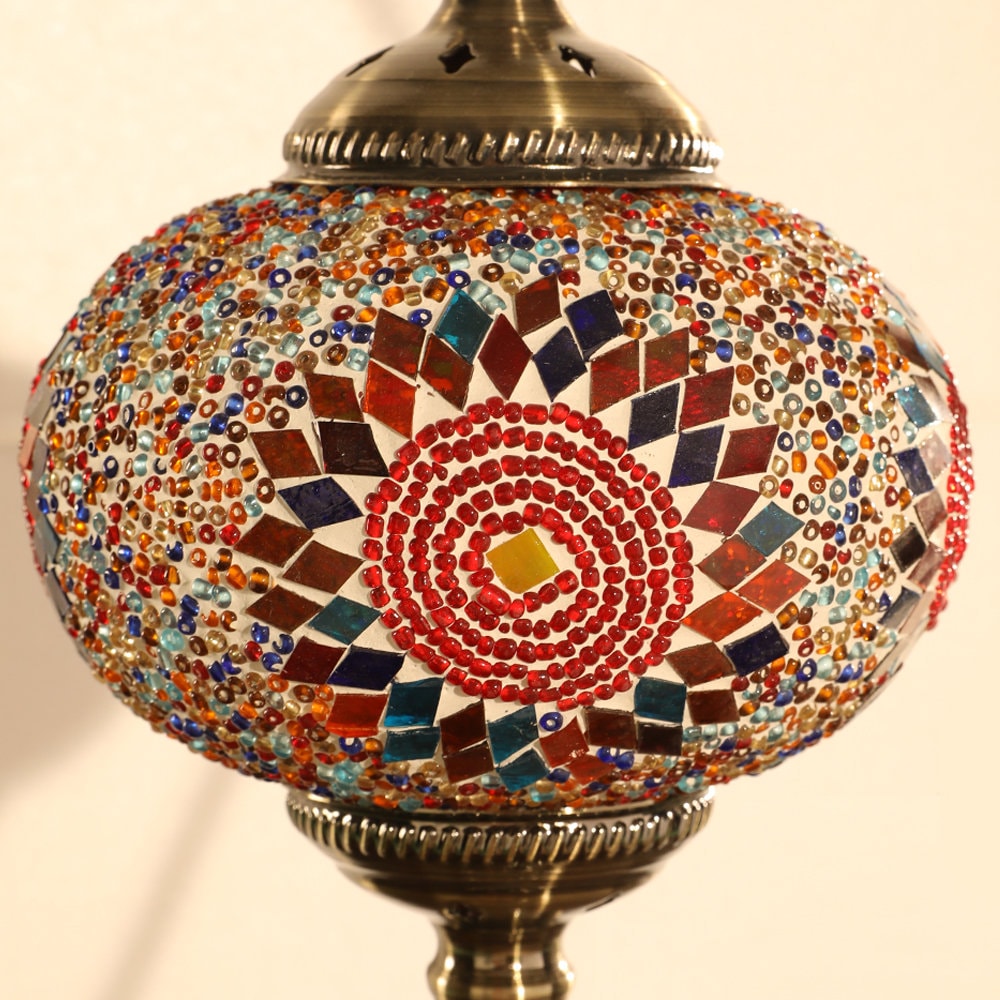 Local Stock, Aussie Seller - Mosaic Table Lamp Single Large Globes, Turkish Moroccan Style Multicolored Light