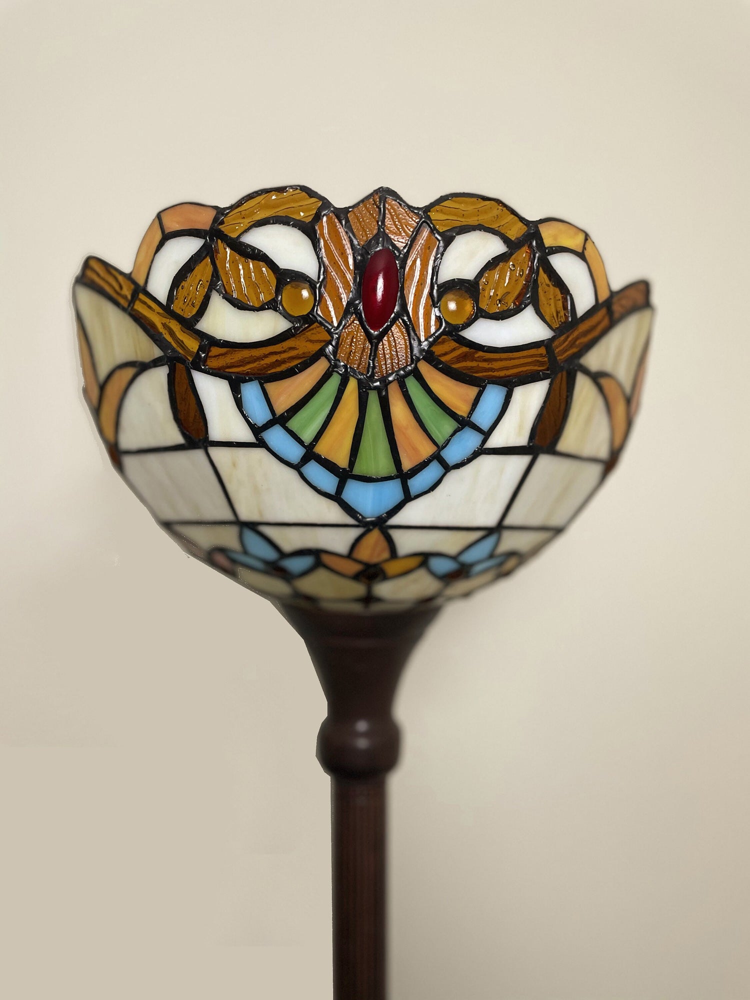 Torchiere Tiffany Floor Lamps 168cm , 12" Lampshade Leadlight Stained Glass Tiffany Crystal Bead, Living Room Bed Lamp