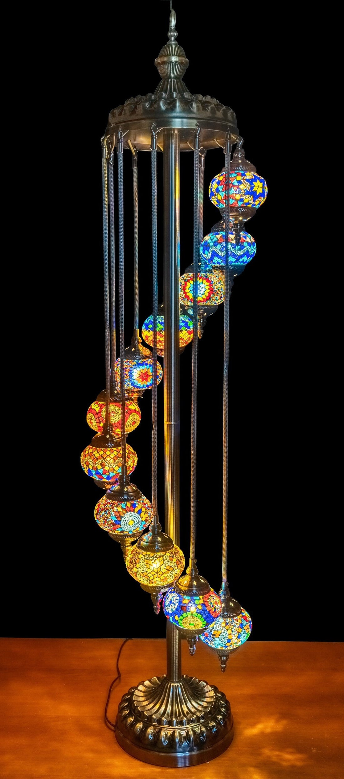 Turkish Moroccan Style Floor Lamp with 11 Handcrafted Mosaic Globes Multicolour | Aussie Seller, Australian Plug | Fast & Free Delivery