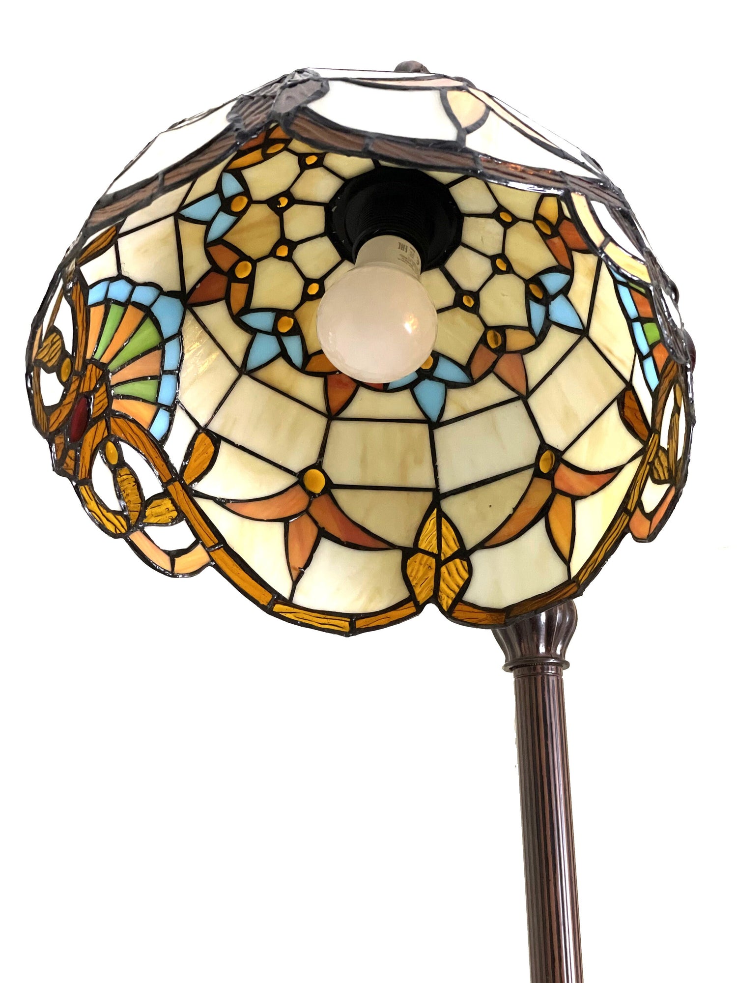165cm Tiffany Adjustable Floor Lamp, 12" Lampshade Leadlight Stained Glass Tiffany Crystal Bead, Living Room Bed Room Lamp