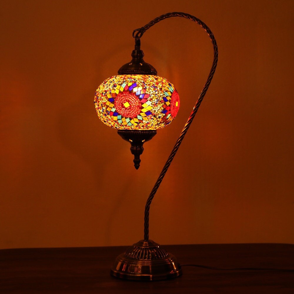 Local Stock, Aussie Seller - Mosaic Table Lamp Single Large Globes, Turkish Moroccan Style Multicolored Light