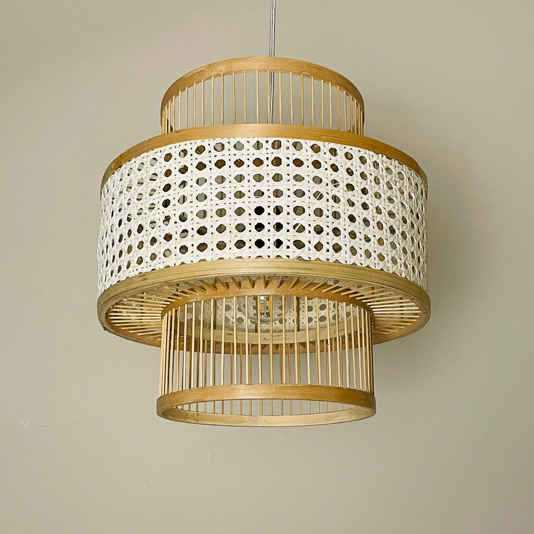 Wicker Style Bamboo Lampshade Handcrafted by Vietnamese Artisans, Sustainable Eco Friendly Lighting, Pendant Light, Chandelier, Lampshade