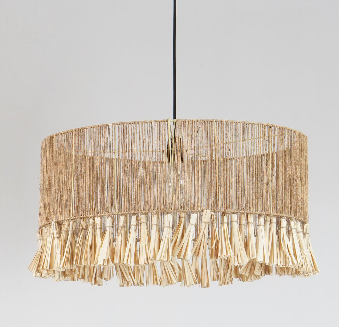 Large Round Jute Lampshade Handcrafted, Sustainable Eco Friendly Lighting, Pendant Light, Chandelier, Lampshade