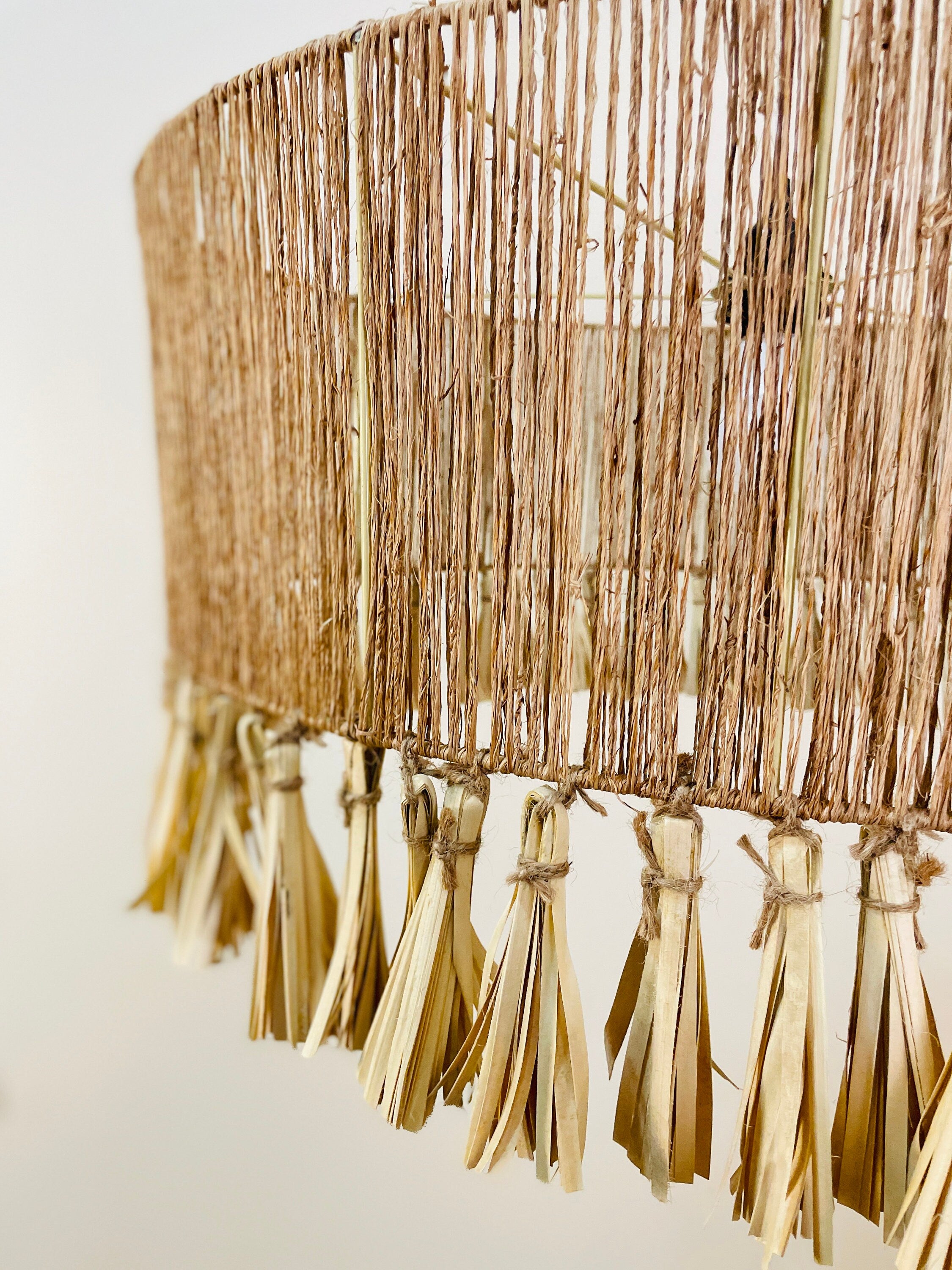 Large Round Jute Lampshade Handcrafted, Sustainable Eco Friendly Lighting, Pendant Light, Chandelier, Lampshade