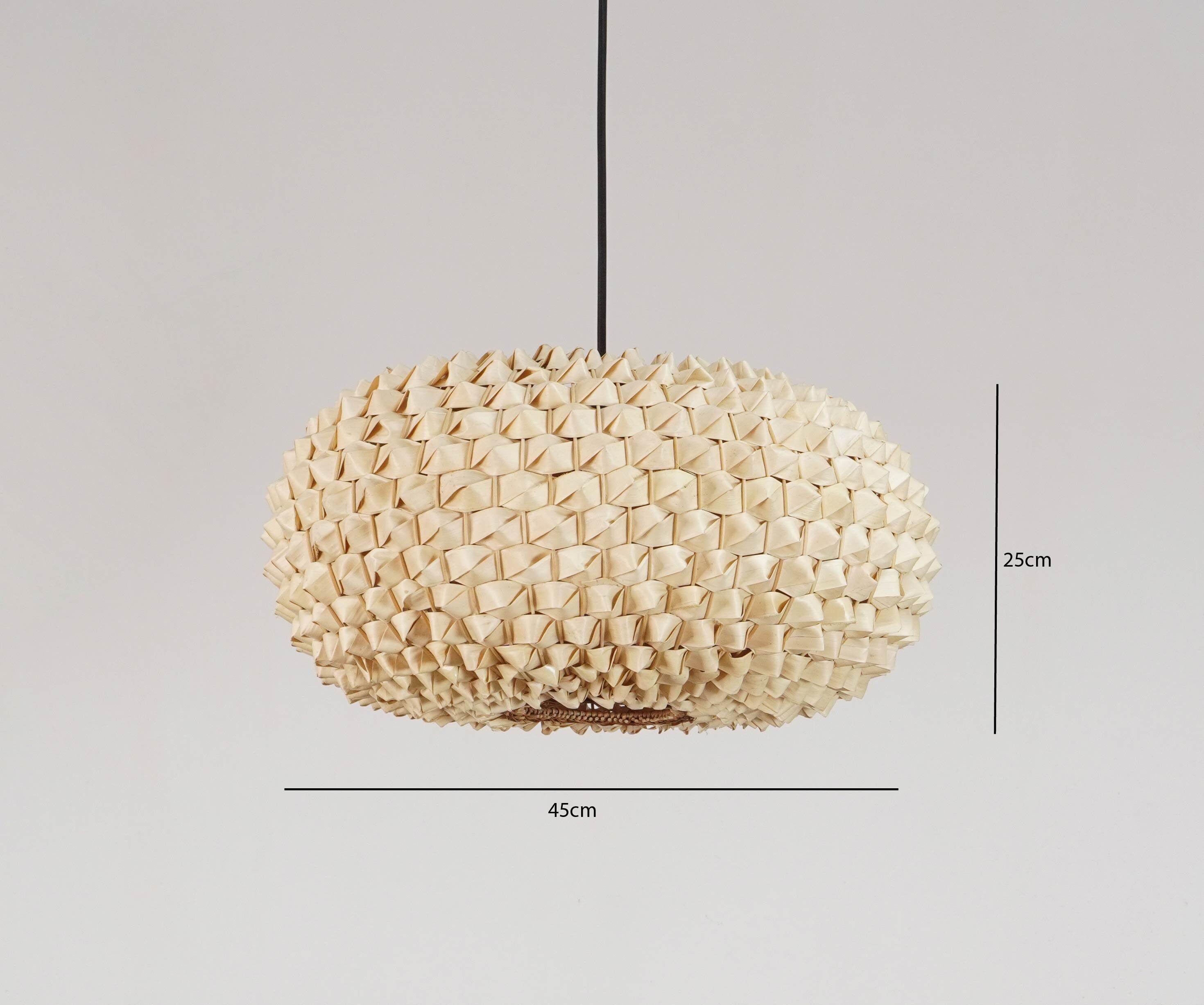 Palm Leave Round Lampshade Handcrafted, Sustainable Eco Friendly Lighting, Pendant Light, Chandelier, Lampshade