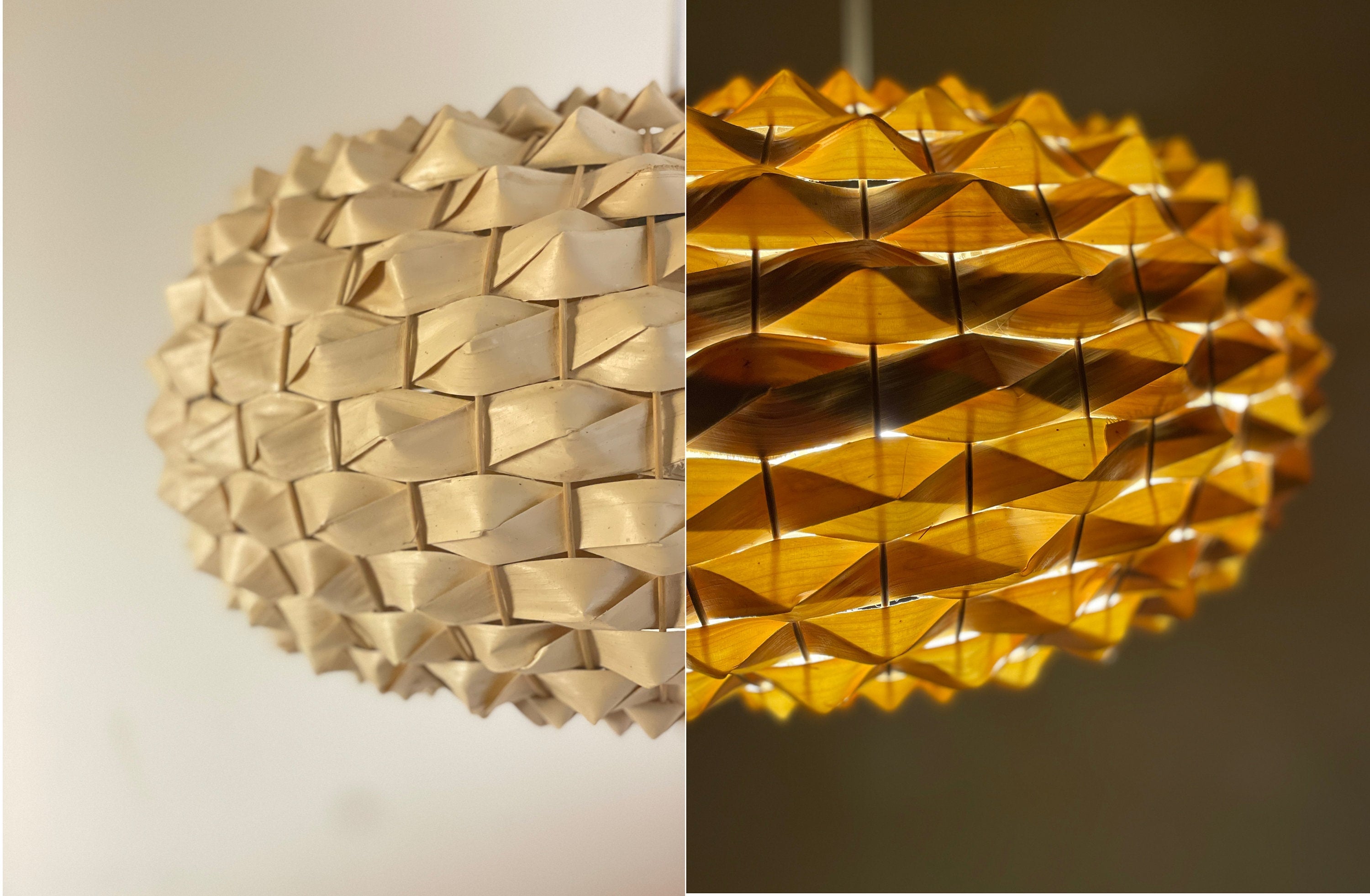 Palm Leave Round Lampshade Handcrafted, Sustainable Eco Friendly Lighting, Pendant Light, Chandelier, Lampshade