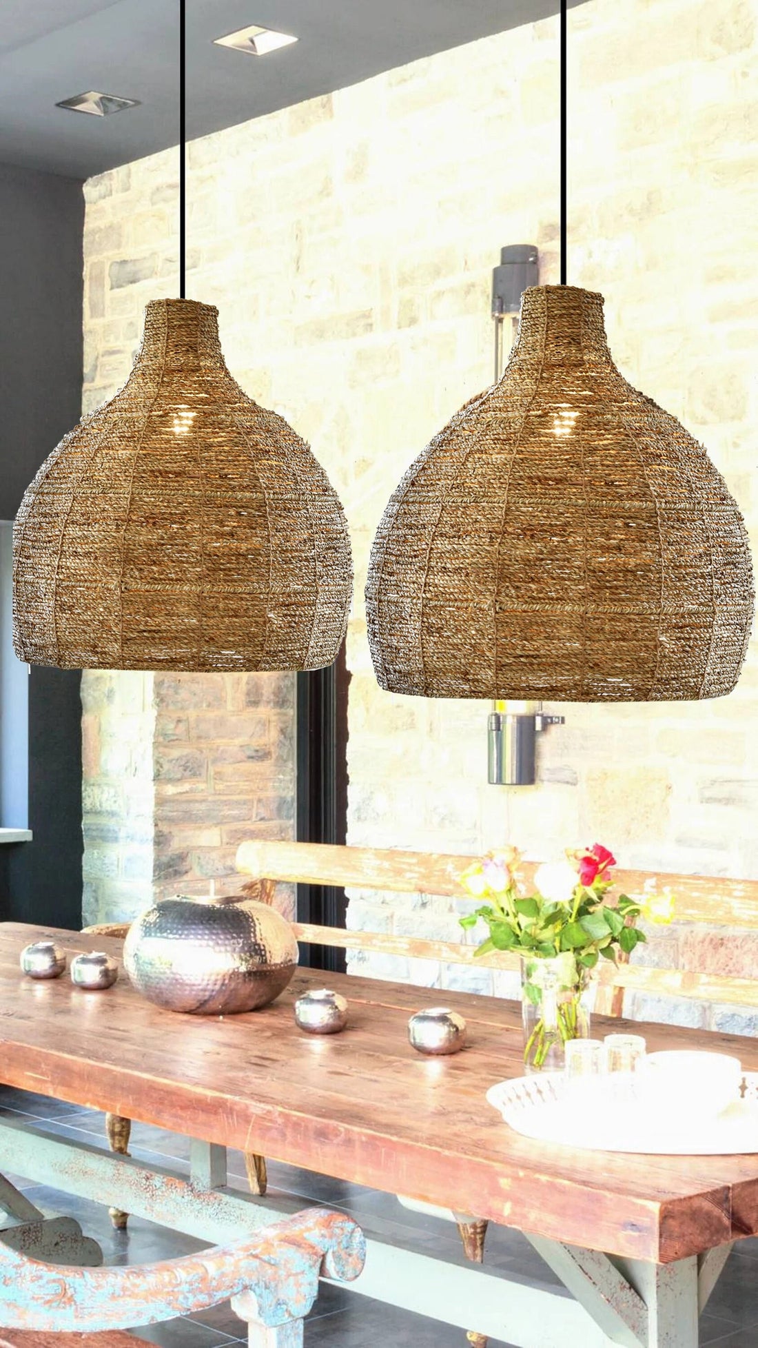 Seagrass Dropper Lampshade Handcrafted by Vietnamese Artisans, Sustainable Eco Friendly Lighting, Pendant Light, Chandelier, Lampshade
