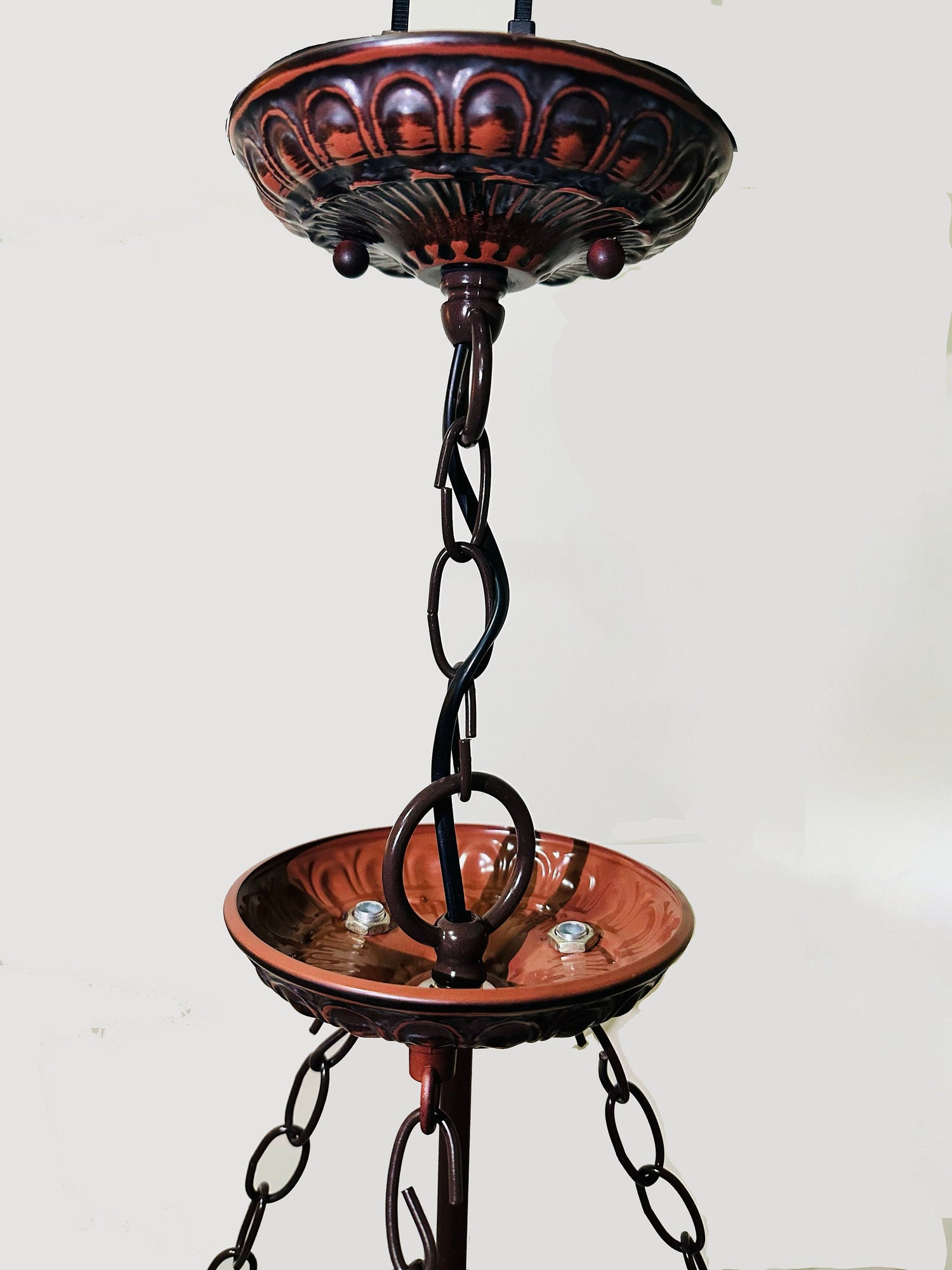 Crown Tiffany Inverted Lamp 16in, Leadglass Stained Glass Shade, Crystal Bead Lampshade, Chandelier, Pendant Light, Living Room Kitchen Lamp