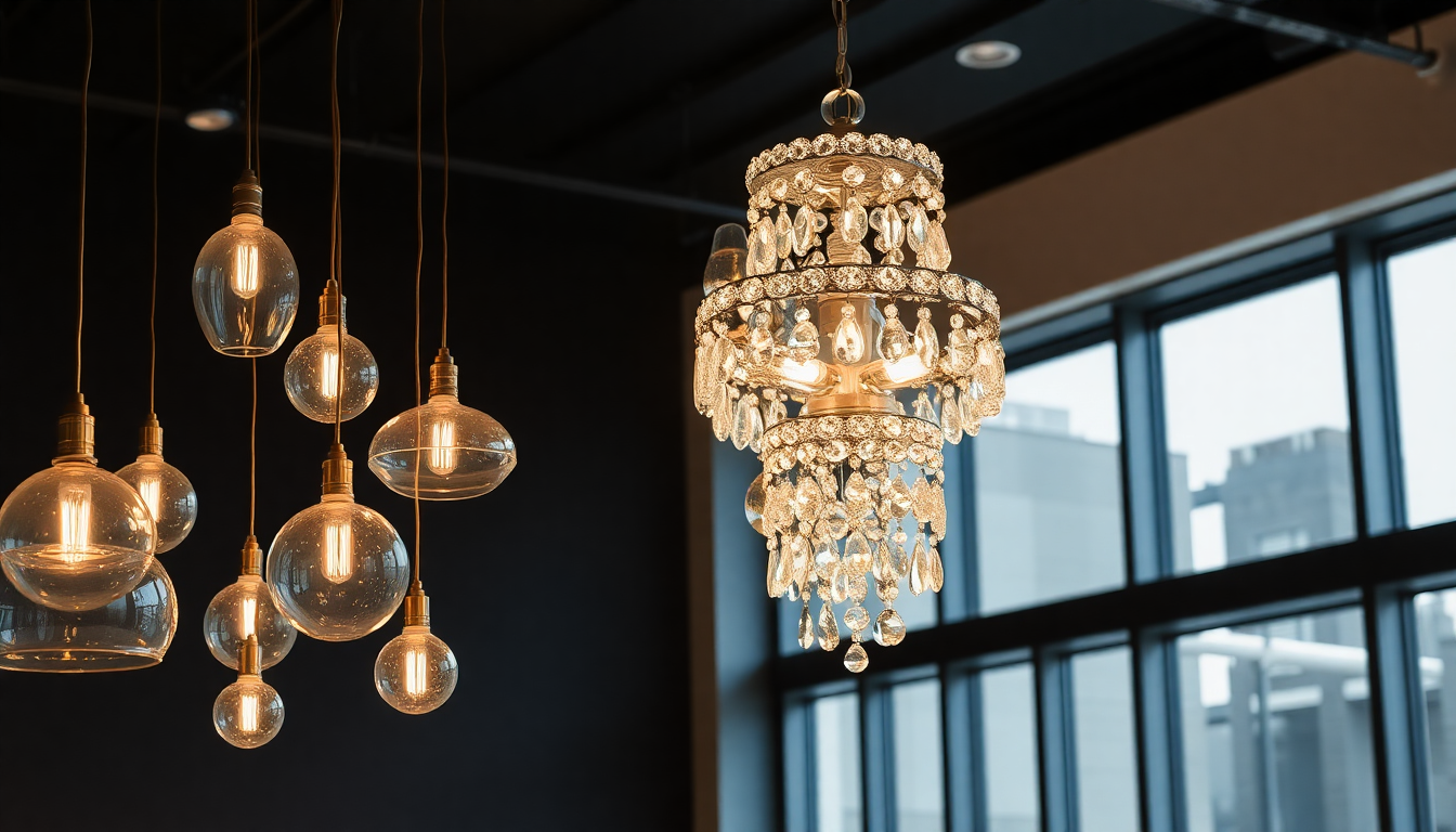 Mood-Layering with Glass Pendant Lights: Pair Milk, Stained & Blown Glass Pendants with Crystal Chandeliers for Custom Ambiance