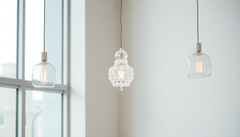 Calm Luxe: How to Pair Glass Pendant Lights (Milk, Stained & Blown) with Subtle Crystal Chandeliers for Minimal and Contemporary Homes