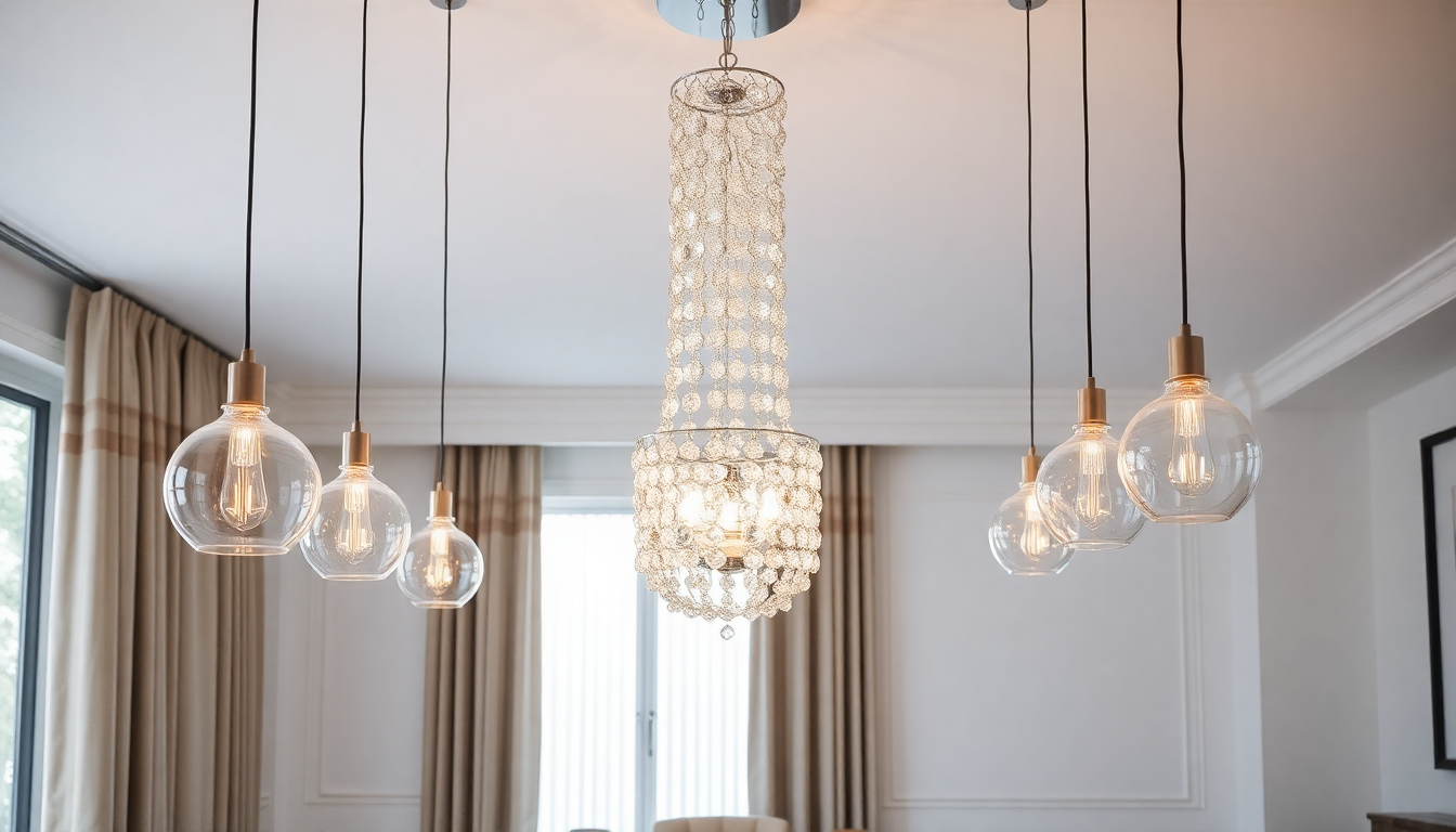 Balanced Ambiance: Pair Glass Pendant Lights (Milk, Stained & Blown) with Crystal Chandeliers — Scale, Bulb Warmth & Placement Tips