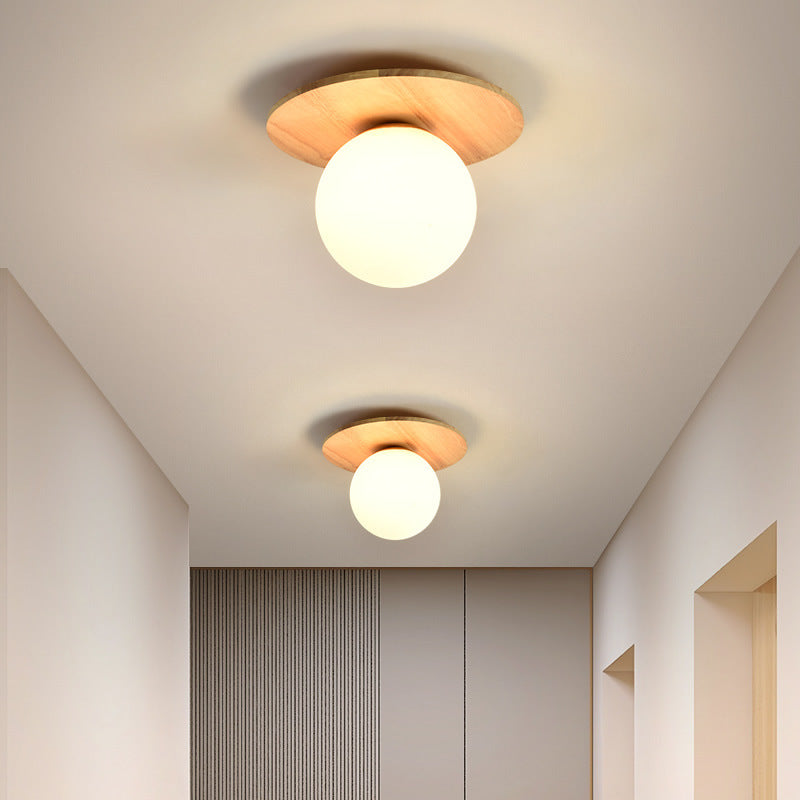 Nordic And Japanese Style Log-style Entrance Light