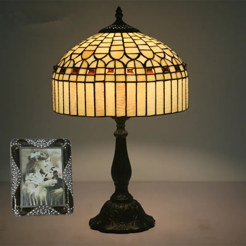 Elegant Crystal Yellow Tiffany Table Lamp | Stained Glass LED Bedside Lamp for Home, Restaurant &amp; Bar