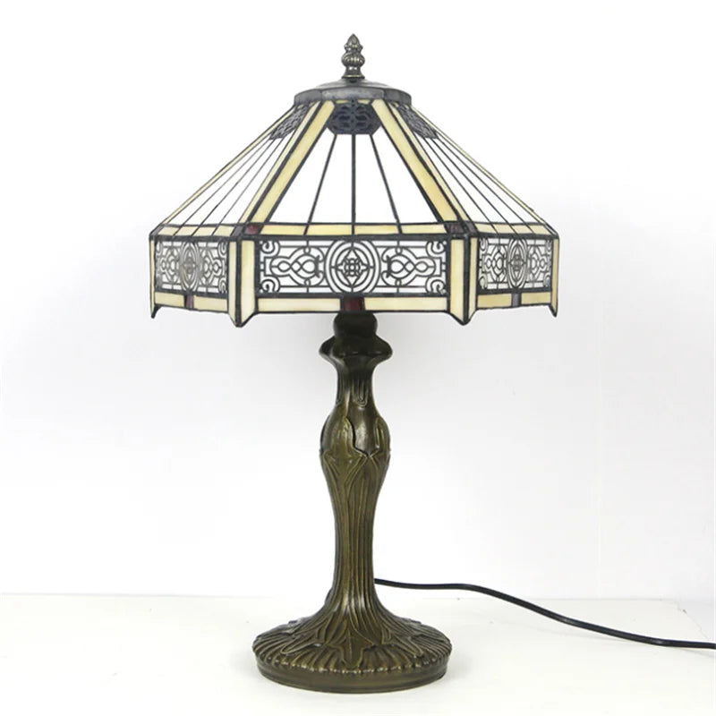 Elegant Crystal Square Yellow Tiffany Table Lamp | Stained Glass LED Bedside Lamp