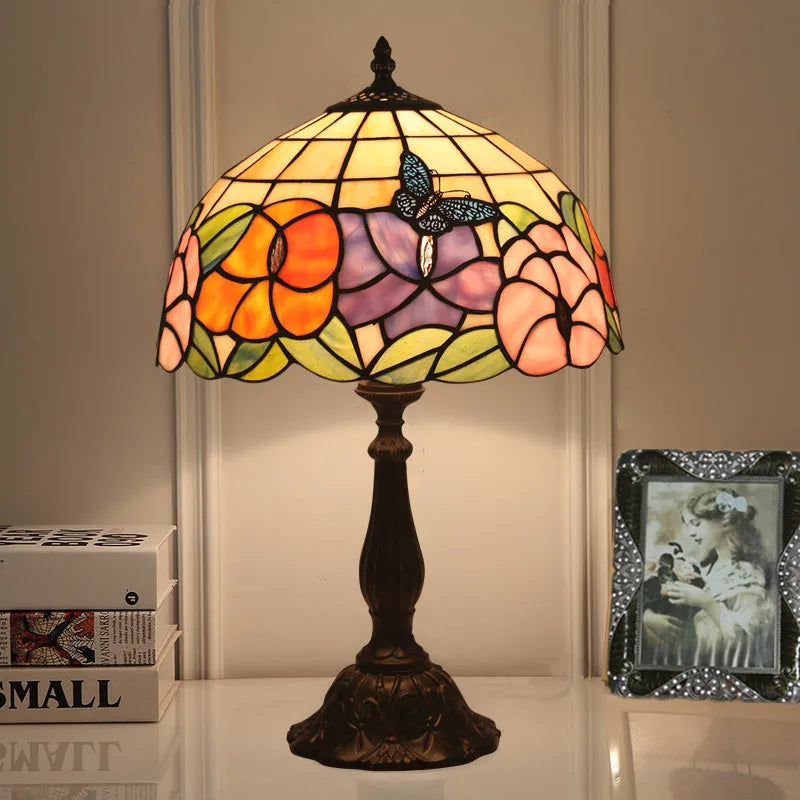 Elegant Butterfly Style Tiffany Table Lamp | Stained Glass LED Bedside Lamp for Home, Restaurant &amp; Bar