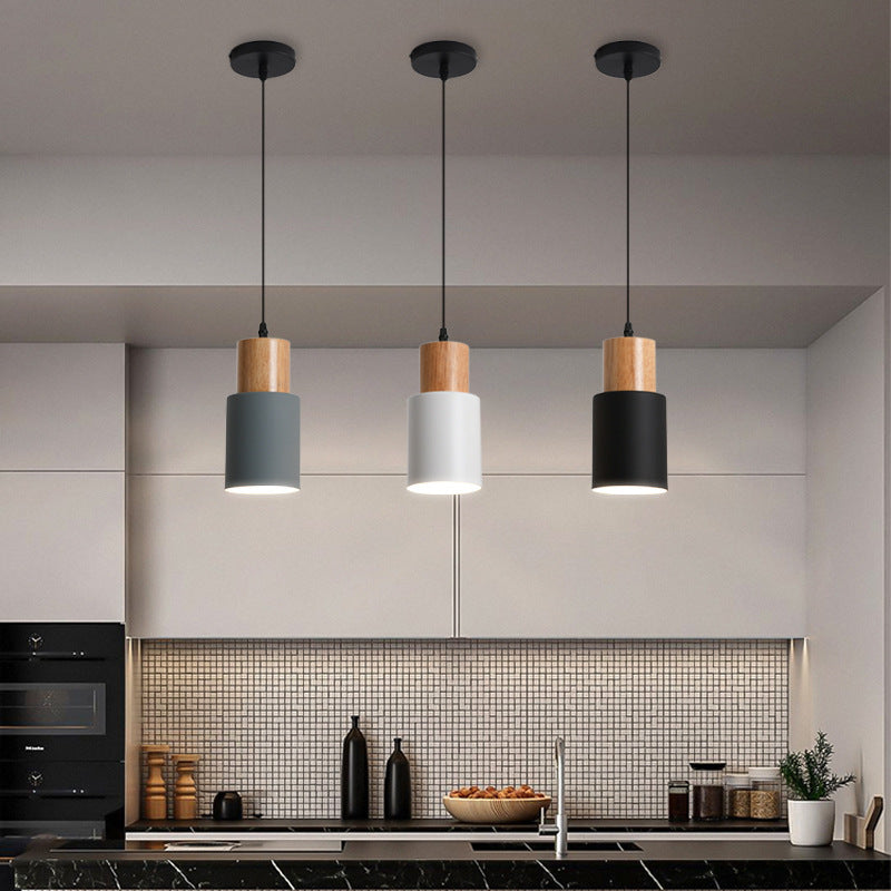 Simple Straight Creative Macaron Wood Chandelier