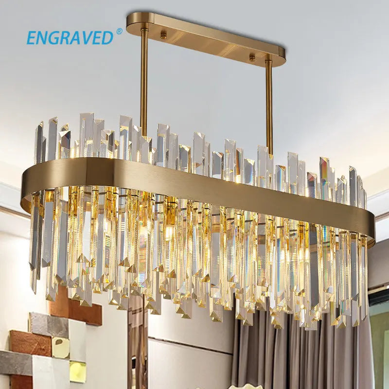 Modern Crystal Chandelier with Polished Stainless Steel Finish - Elegant LED Lighting for Living Room Dining Room and Bedroom