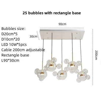 Artpad Living Room Chandelier Lighting Glass Bubble LED Chandelier for Dining Room Hanging Lamps for Ceiling Decoration Home