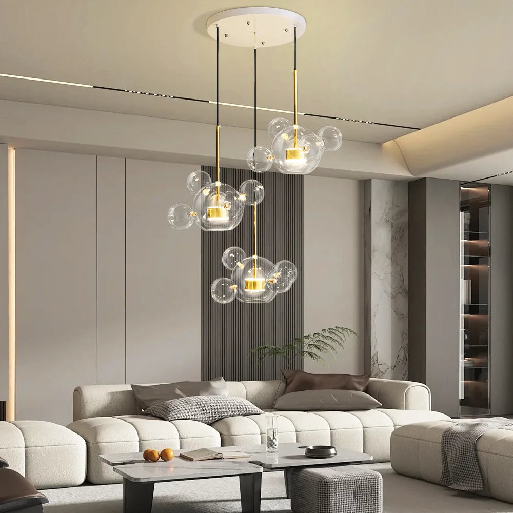 Artpad Living Room Chandelier Lighting Glass Bubble LED Chandelier for Dining Room Hanging Lamps for Ceiling Decoration Home