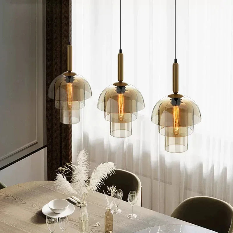 Vintage Modern LED Glass Pendant Chandelier for Restaurant Living Room and Bar Decor