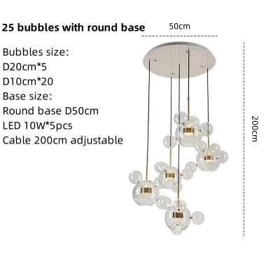 Artpad Living Room Chandelier Lighting Glass Bubble LED Chandelier for Dining Room Hanging Lamps for Ceiling Decoration Home