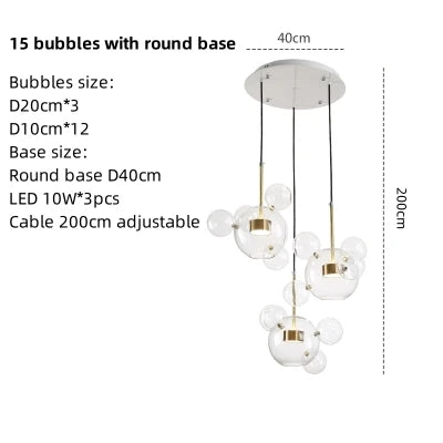 Artpad Living Room Chandelier Lighting Glass Bubble LED Chandelier for Dining Room Hanging Lamps for Ceiling Decoration Home