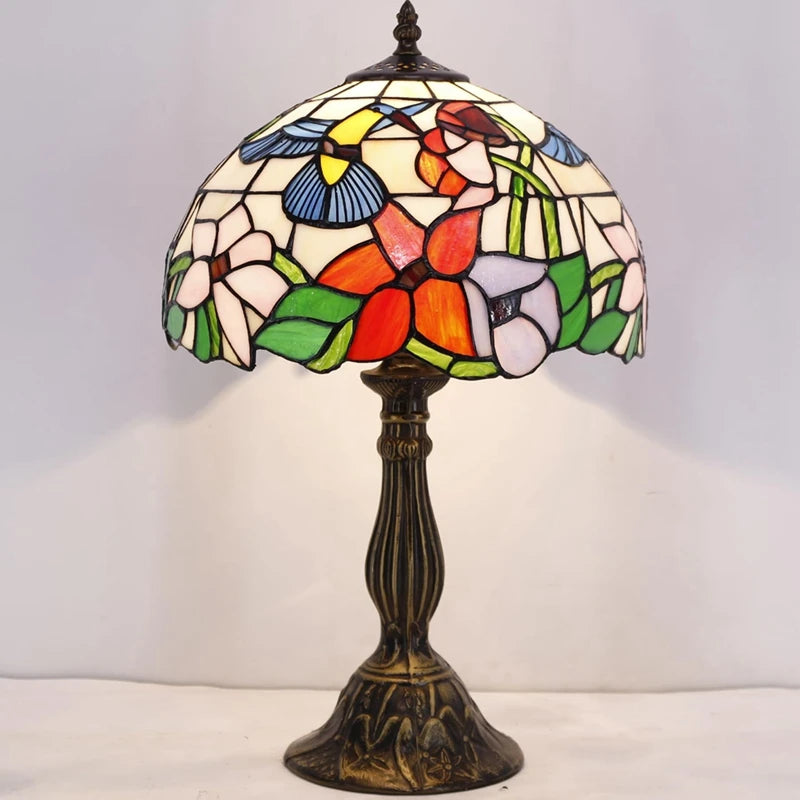 Tiffany Style Stained Glass Bird Table Lamp  Elegant LED Bedside Lighting for Home Restaurant  Bar