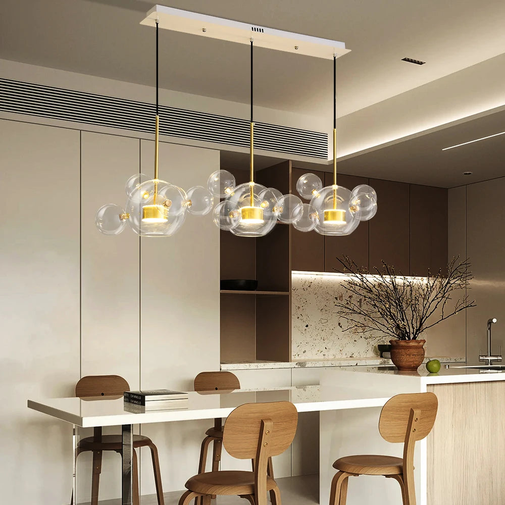 Artpad Living Room Chandelier Lighting Glass Bubble LED Chandelier for Dining Room Hanging Lamps for Ceiling Decoration Home