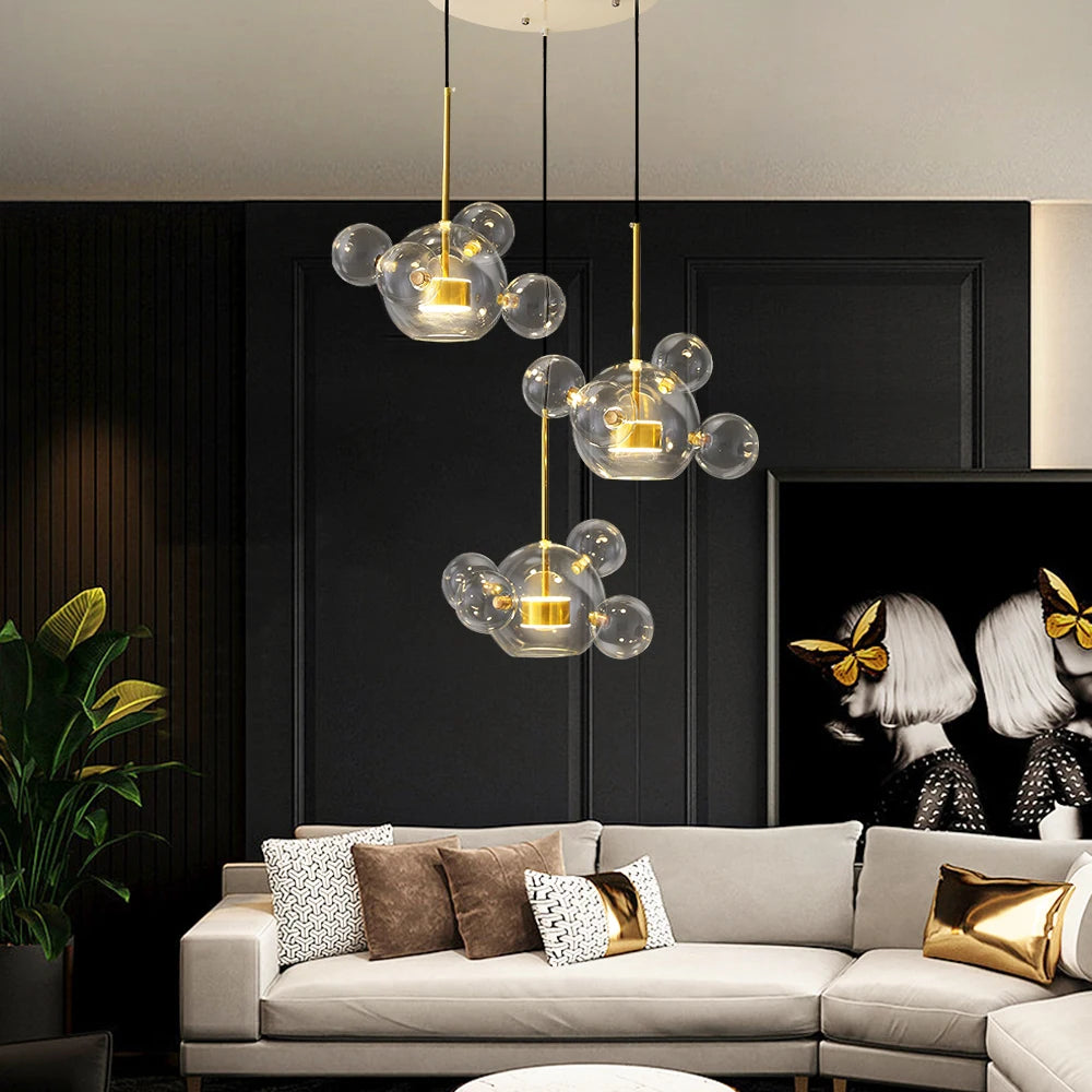 Artpad Living Room Chandelier Lighting Glass Bubble LED Chandelier for Dining Room Hanging Lamps for Ceiling Decoration Home