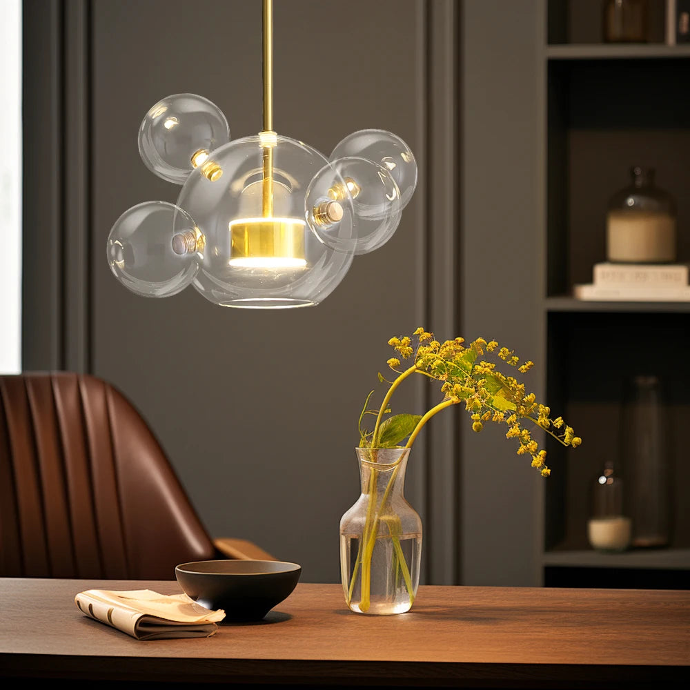 Artpad Living Room Chandelier Lighting Glass Bubble LED Chandelier for Dining Room Hanging Lamps for Ceiling Decoration Home