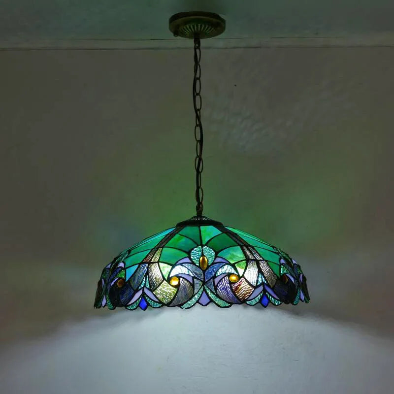 Tiffany Grape Stained Glass Pendant Lights Vintage Mediterranean Hanglamp Living Room Decor Hanging Lamp Luminaire Suspension