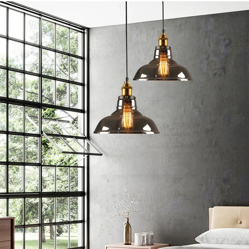 Vintage  Glass  Chandelier  Loft Dining  Room  Kitchen  Modern Bedroom  Lights  Smokey  Grey Home  Decor  Lighting luminaire