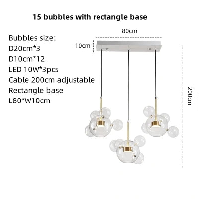 Artpad Living Room Chandelier Lighting Glass Bubble LED Chandelier for Dining Room Hanging Lamps for Ceiling Decoration Home