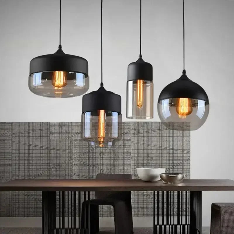 Modern LED Pendant Lights Fixtures Nordic Glass Wood Chandelier For Living Dinning Room Light Bedroom Wood Color Hanging Lamp