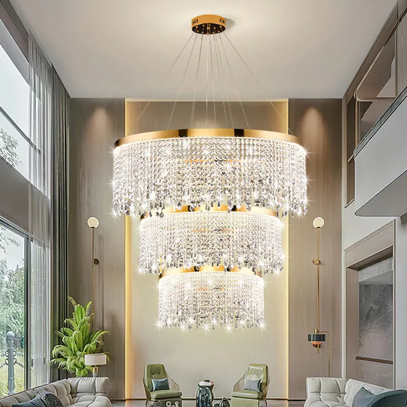 Living Room Luxury Chandelier Crystal Hanging Lamp Modern Home Decor LED Luster for Dining Room Pendant Lighting Fixture