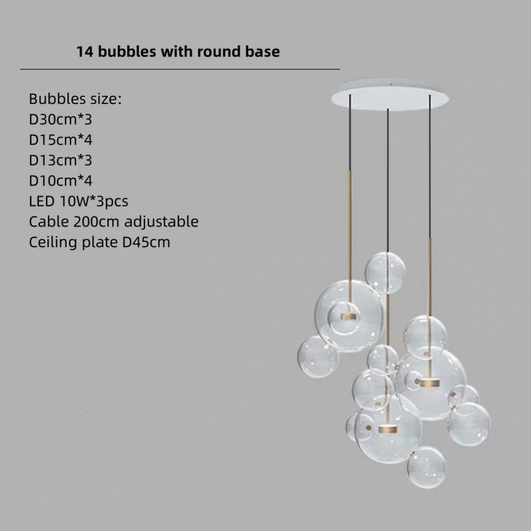 Artpad Living Room Chandelier Lighting Glass Bubble LED Chandelier for Dining Room Hanging Lamps for Ceiling Decoration Home